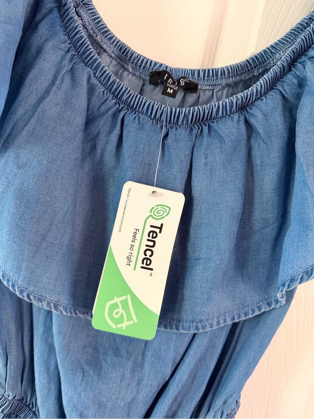 Blue Ruffle Off-Shoulder Romper - Picture 2 of 8